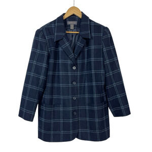 Vintage Lane Bryant Oversized Wool Plaid Blazer Size 14 Academia Preppy